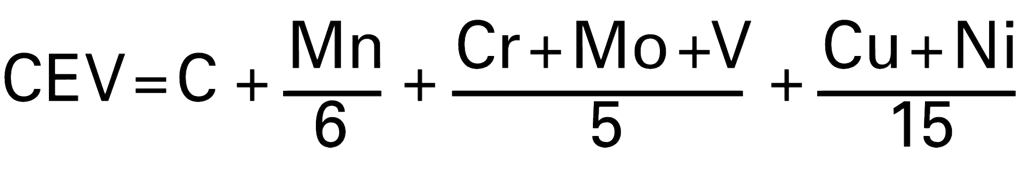 CEV formula for calculating weldability of Hardox 400